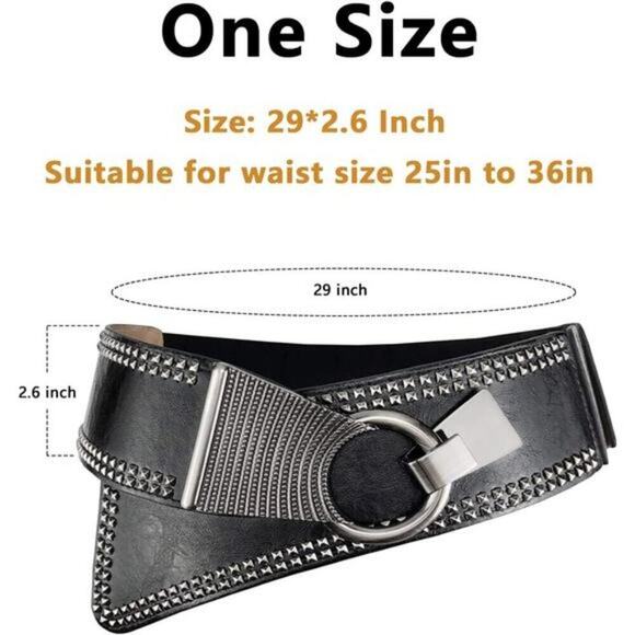 Fashion Wide Waist Belt Elastic Stretch Cinch Belts With Interlock Buckle, Black main image 11